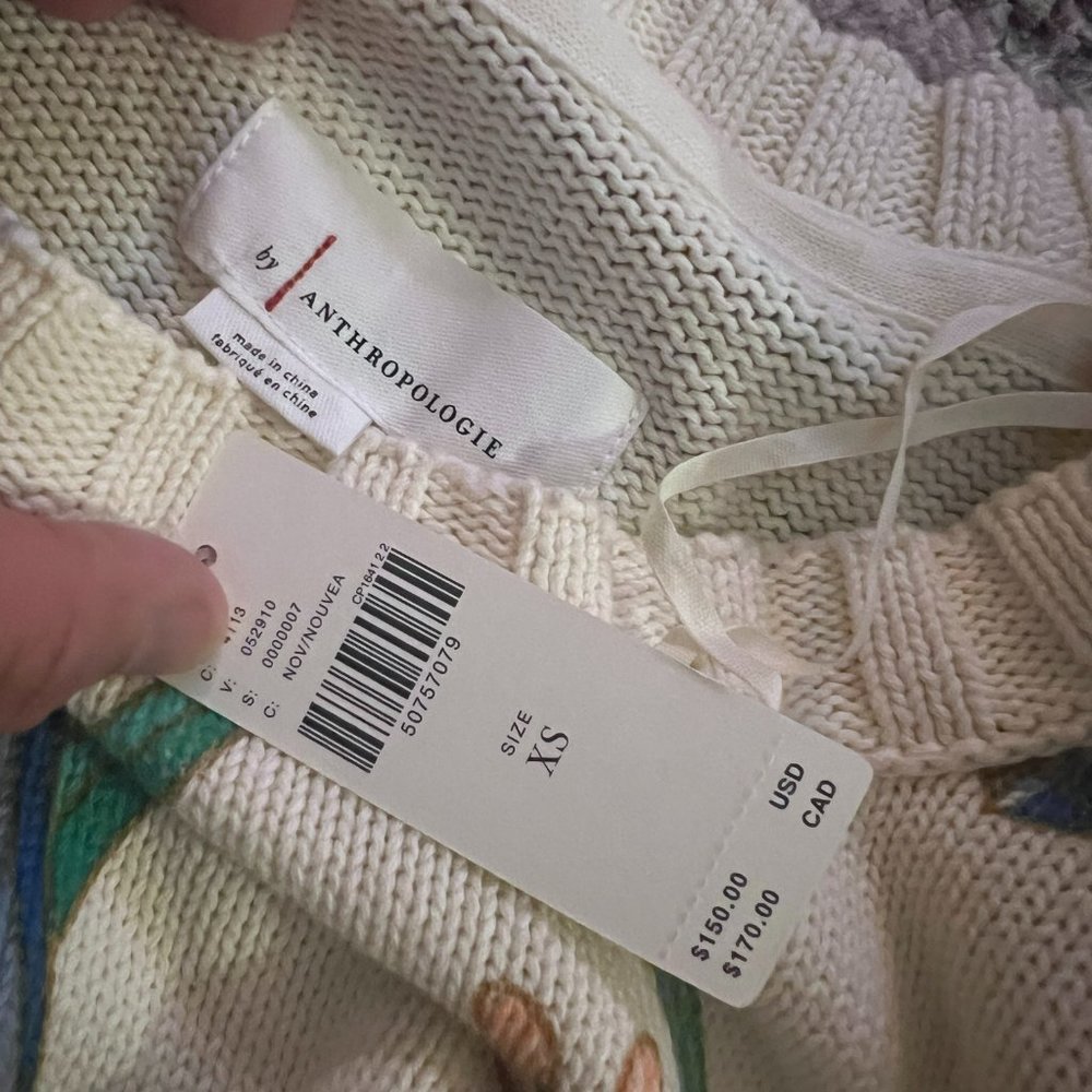 Anthropologie Size XS NWT NEW Sweater Flowers Women's - Picture 2 of 2